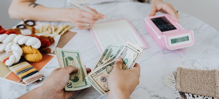 a person counting money