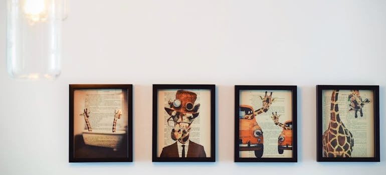four paintings on the wall - perfect way to personalize your new space