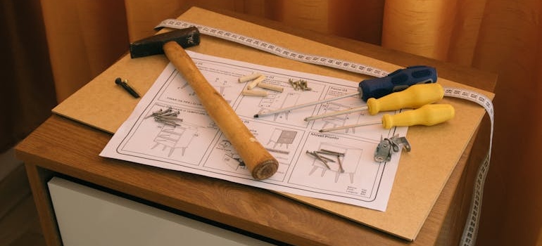 tools and a floor plan