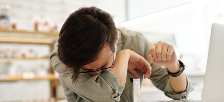 a man sneezing