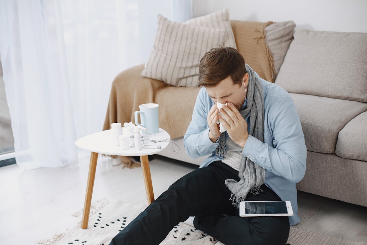 a man having an allergy