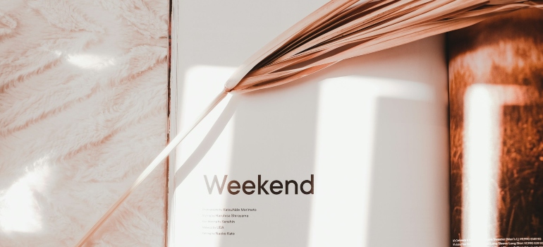 weekend written on a magazine page