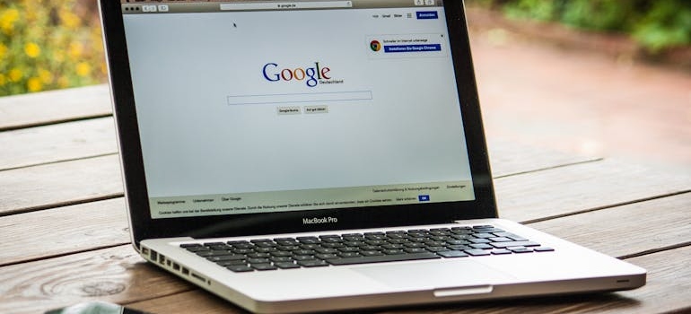 a laptop with a google browser 