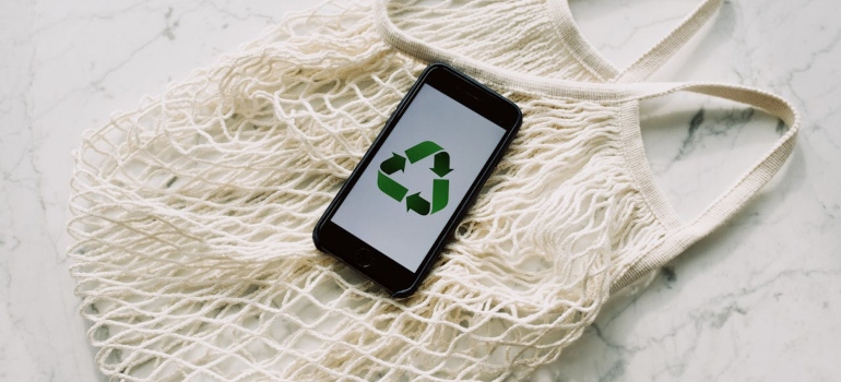 recycle sign on a phone