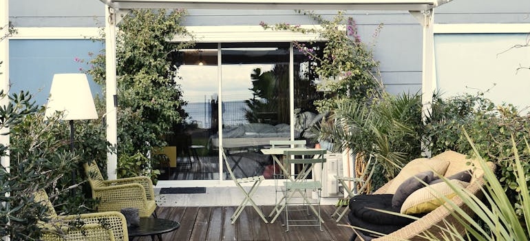 a backyard full of plants