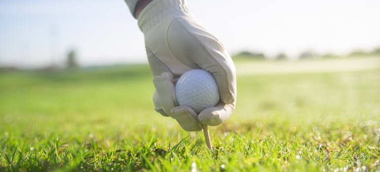 a person holding a golf ball