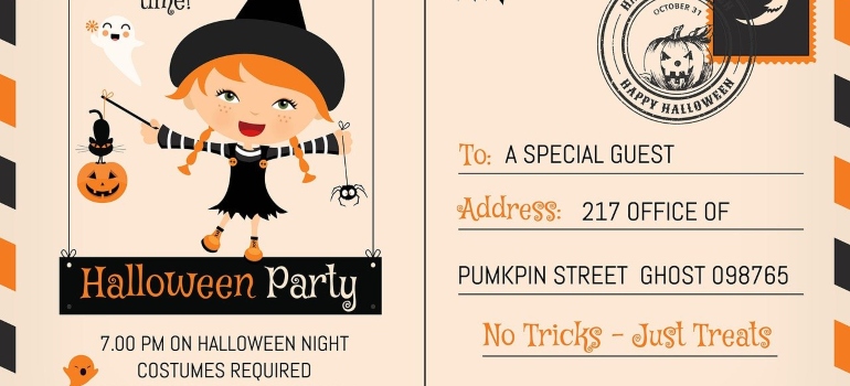 a party invitation for Halloween in Atlanta