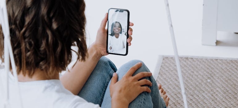 a person having a video call