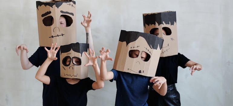 Children wearing Halloween masks