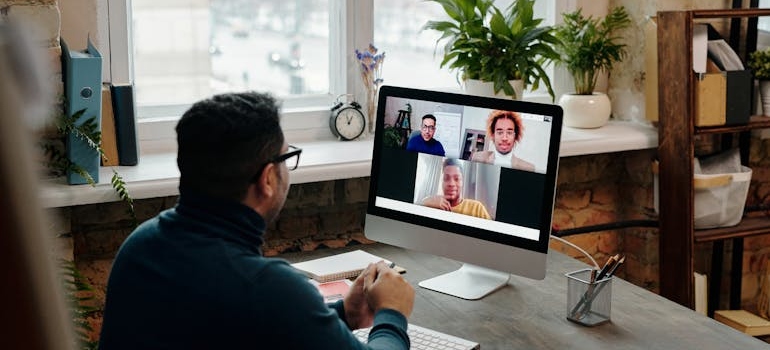 a person having a video call