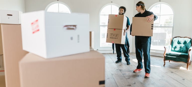 movers Fayetteville GA carrying boxes